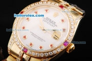 Rolex Datejust Automatic Movement Golden Case with White MOP Dial and Pink Diamond Markers