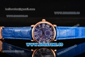 Cartier Rotonde De Asia Manual Winding Rose Gold Case with Blue Dial and White Roman Numeral Markers