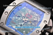 Richard Mille Felipe Massa Flyback Asia Automatic Steel Case with Black Rubber Strap and Skeleton Dial