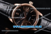 IWC Ingenieur Miyota 8205 Automatic Rose Gold Case with Black Dial Stick Markers and Black Leather Strap (YF)