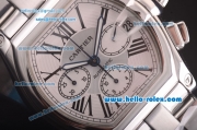 Cartier Roadster Swiss Valjoux 7750 Automatic Movement Steel Case and Strap with White Dial - 1:1 Original