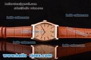 Vacheron Constantin Malte Japanese Miyota OS2035 Quartz Rose Gold Case with Brown Leather Strap and Pink Dial