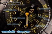 Rolex Sea-Dweller Bamford Asia 2813 Automatic PVD Case with PVD Strap Black Dial Yellow Markers