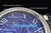 Cartier Ballon Bleu De Large Chrono Miyota OS20 Quartz Steel Case with Diamonds Bezel and Blue Dial