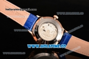 Jaeger-LECoultre Master Perpetual Calendar Asia Automatic Rose Gold Case with Blue Dial Stick Markers and Diamonds Bezel