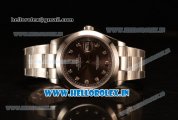 Rolex Datejust Oyster Perpetual Swiss ETA 2836 Automatic Steel Case Brown Dial With Diamonds Markers Steel Bracelet (BP)