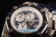 Audemars Piguet Ruben Baracello Swiss Valjoux 7750 Automatic Movement with Titanium Case Ceramic Bezel and Blue Leather Strap