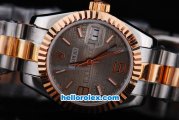 Rolex Datejust Oyster Perpetual Date Automatic Two Tone with Rose Gold Bezel and Grey Dial-Small Calendar--Lady-Size