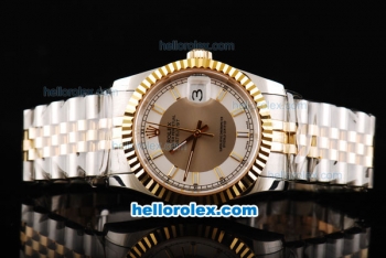 Rolex Datejust Swiss ETA 2836 Automatic Movement 18K Gold Never Fade with Stick Markers and Grey Dial-Two Tone