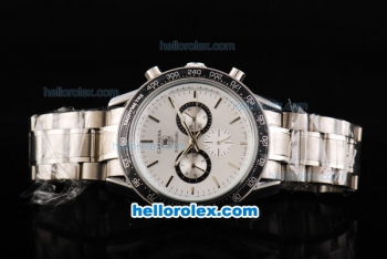 Tag Heuer Carrera Automatic Movement Full Steel with Black Bezel-White Dial and Silver Stick Markers