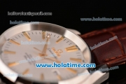 Omega Seamaster Asia 4813 Automatic Steel Case with Silver Dial and Gold Markers-Brown Leather Strap