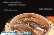 Rolex Datejust 2813 Automatic Gold Case with Brown Dial and Brown Leather Strap