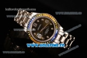 Rolex Datejust Pearlmaster Clone Rolex 3135 Automatic Full Steel with Army Green Dial and Diamonds Markers - Rainbow Diamoand Bezel (BP)