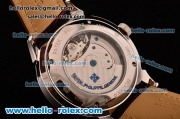 Patek Philippe Grand Complitcations Asia HT1035-Tourbillon Automatic Steel Case with Brown Leather Strap Roman Numeral Markers and White Dial