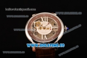 Cartier Rotonde De Cartier Asia Automatic Steel Case with Black Skeleton Dial and Brown Inner Bezel