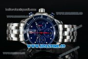 Omega Seamaster Diver 300M Co-Axial Chrono Swiss Valjoux 7753 Automatic Steel Case with Blue Dial White Markers and Blue Inner Bezel - 1:1 Original