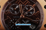 Audemars Piguet Royal Oak Offshore Don Ramon de la Cruz Swiss Valjoux 7750 Automatic Movement Run 12 Second Rose Gold Case with Brown Grid Dial and Numeral Markers