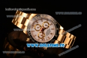 Rolex Daytona Chrono Swiss Valjoux 7750 Automatic Yellow Gold Case/Bracelet with White Dial Ceramic Bezel and Stick Markers (BP)