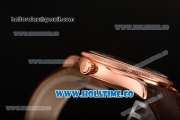 Rolex Cellini Time Asia 2813 Automatic Rose Gold Case with Brown Leather Strap Stick Markers and Black Dial (BP)