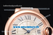 Cartier Ballon Bleu Medium Asia Automatic Rose Gold Case with Silver Dial Grey Leather Strap and Roman Numeral Markers (YF)