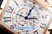 Franck Muller Casablanca Chronograph Quartz Movement Rose Gold Case with White Dial and Black Rubber Strap