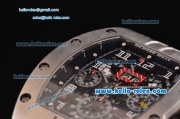 Richard Mille RM011 Swiss Valjoux 7750-SHG Automatic Stainless Steel Case with Black Rubber Strap and Skeleton Dial 1:1 Original