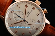 IWC Portuguese Chronograph Quartz Movement Rose Gold Case with White Dial and Rose Gold Arabic Numeral Markers