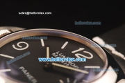 Panerai Luminor Marina Pam 177 Asia 6497 Manual Winding Steel Case with Black Dial and Black Leather Strap