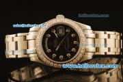 Rolex Day Date Oyster Perpetual Automatic Full Steel with Diamond Bezel and Black Dial