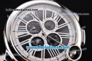 Cartier Ballon Bleu De 45MM Miyota Quartz Steel Case with Black Dial and Black Leather Strap