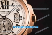 Cartier Calibre De Cartier Miyota 9015 Automatic Rose Gold Case with White Dial and Green Leather Strap