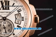 Cartier Calibre De Cartier Miyota 9015 Automatic Rose Gold Case with White Dial and Green Leather Strap