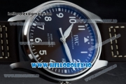 IWC Pilot's Watch Mark XVIII Miyota 9015 Automatic Steel Case Black Dial With Arabic Numeral Markers Brown Leather Strap