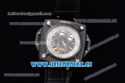 Hublot Masterpiece MP 08 Antikythera Sunmoon Asia 2813 Automatic PVD Case Skeleton Dial Grey Leather Strap and White Markers