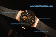 Hublot Big Bang Skeleton Swiss Tourbillon Manual Winding Movement Rose Gold Case with Black Rubber Strap