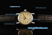 Patek Philippe Calatrava Automatic with Beige Dial and Black Leather Strap