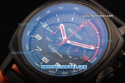 Ferrari Chronograph Miyota Quartz Movement PVD Case with White/Red Arabic Numerals - Black Leather Strap