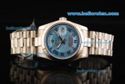 Rolex Day-Date II Oyster Perpetual Automatic Movement Full Steel with Blue Dial and Arabic Numeral Markers