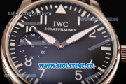 IWC Portugieser Hand-Wound Asia 6497 Manual Winding Steel Case with Black Dial and White Markers