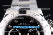 Rolex Daytona Clone Rolex 4130 Automatic Stainless Steel Case/Bracelet with Black Dial and Diamonds Markers (BP)