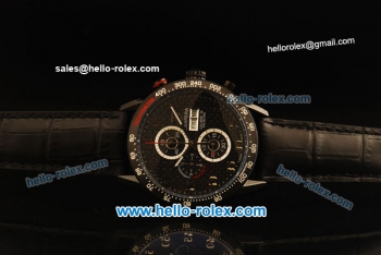 Tag Heuer Carrera Calibre 16 Quartz Movement PVD Case with Black Bezel and Black Leather Strap