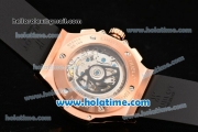 Hublot Big Bang Swiss Valjoux 7750 Automatic Movement Rose Gold Case with Diamond Bezel-Black Dial and Black Rubber Strap