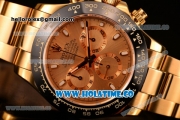 Rolex Daytona Chrono Swiss Valjoux 7750 Automatic Yellow Gold Case/Bracelet with Ceramic Bezel Rose Gold Dial and Stick Markers (BP)