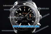 Omega Seamaster Planet Ocean Chrono Clone Omega 9300 Automatic Steel Case with Black Dial and Black Rubber Strap (EF)