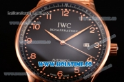 IWC Portugieser Asia 2813 Automatic Full Rose Gold with Black Dial and Rose Gold Arabic Numeral Markers