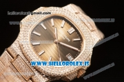 Patek Philippe NAUTILUS All Diamond Rose Gold Case With Clone Original Movement 1:1 Clone