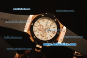 Hublot Big Bang Chronograph Miyota Quartz Two Tone Case with PVD Bezel and White Dial-Black Rubber Strap