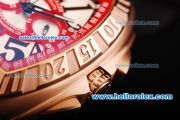 Franck Muller Conquistador F1 Singapore GP Chronograph Quartz Movement Rose Gold Case with Black Arabic Numerals and Rose Gold Bezel