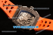 Richard Mille RM11-03 Swiss Valjoux 7750 Automatic Carbon Fiber Case Skeleton Dial With Arabic Numeral Markers Orange Rubber Strap 1:1 Original(KV)