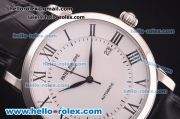 Patek Philippe Swiss ETA 2836 Automatic Steel Case with White Dial and Black Leather Strap